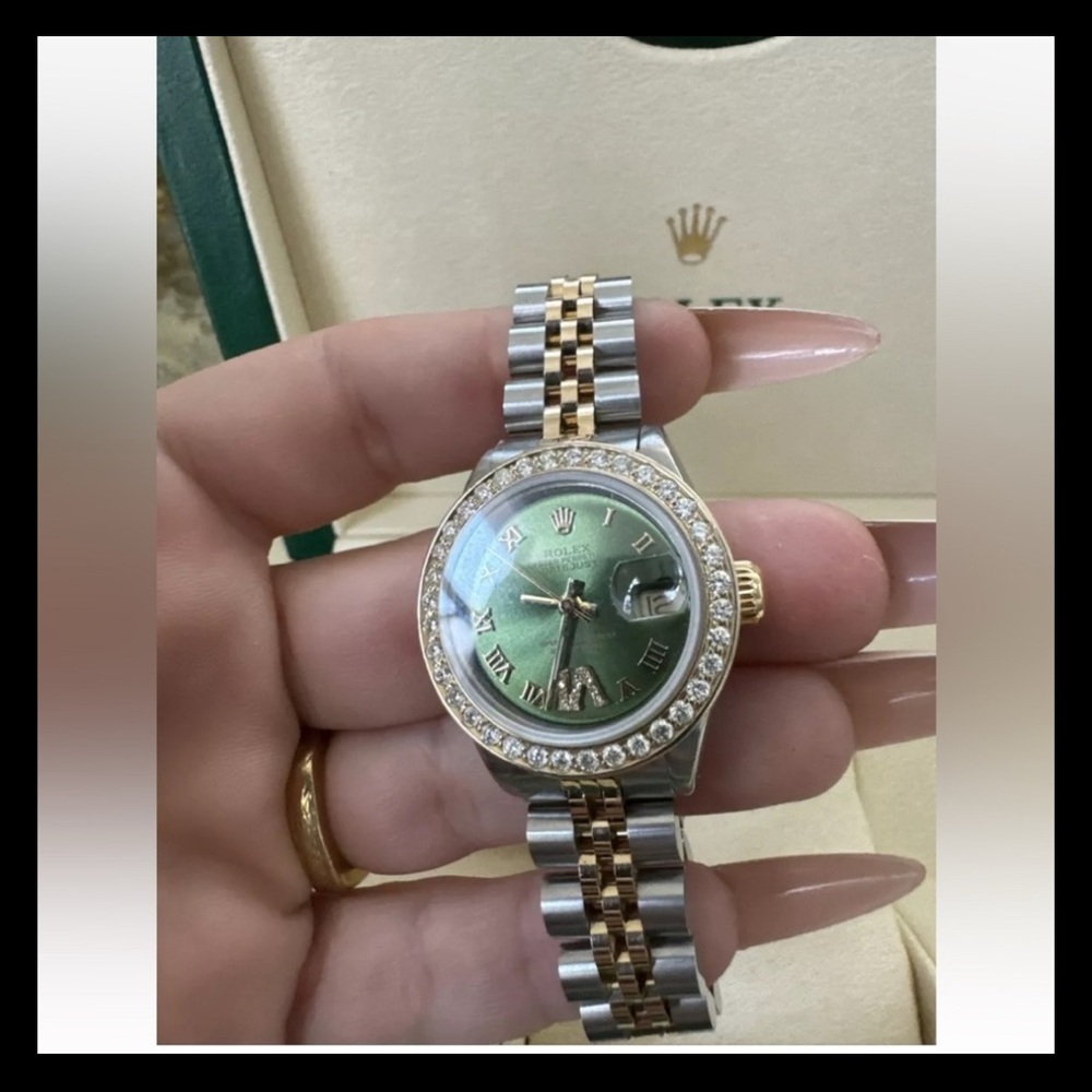 Rolex Women's Watch with Green Dial and Two-Tone Band - Picture 2 of 6